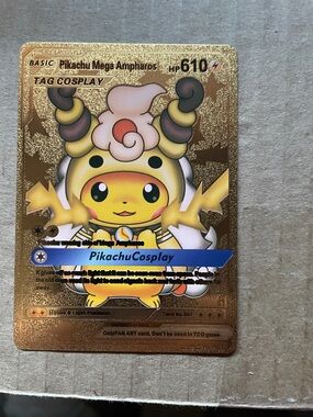 Pikachu Cosplay Gold Trading Card - Kids Toys Trading Cards